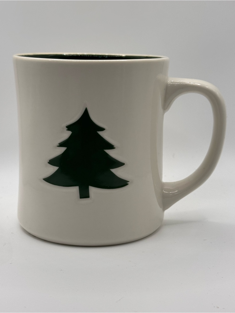 Starbucks 2008 Green Christmas Tree Relief Mug. 12 fl oz.